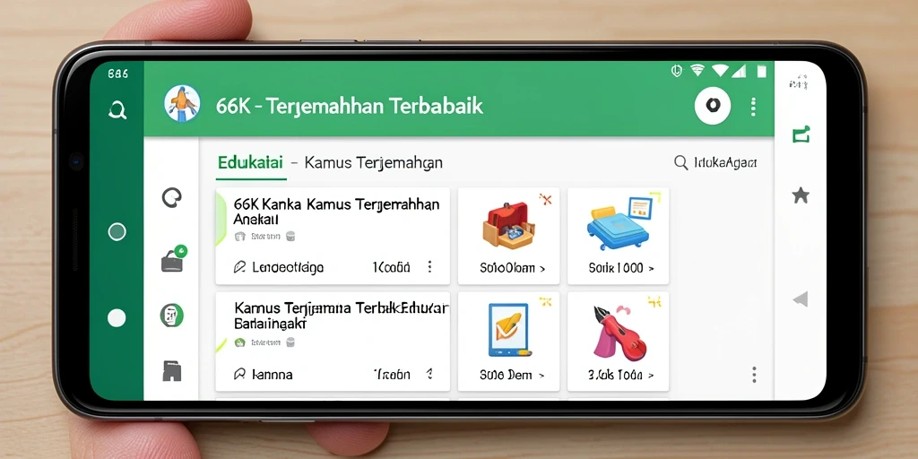 Screenshot antarmuka aplikasi 66K menampilkan fungsi Kamus Terjemahan.