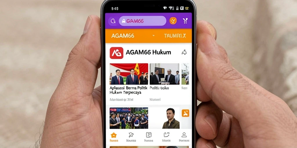 Screenshot antarmuka AGAM66 menampilkan berita terbaru seputar politik dan hukum.