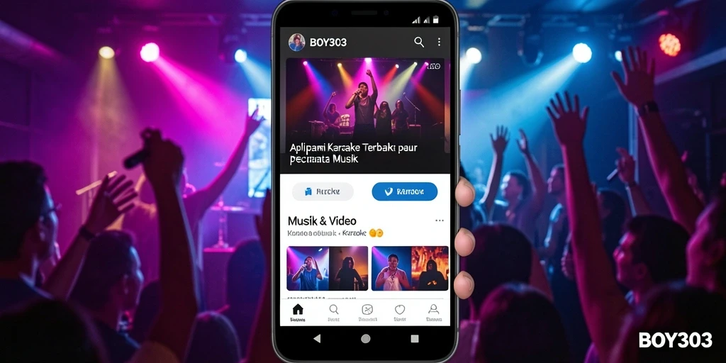 Screenshot utama aplikasi BOY303 menampilkan antarmuka Karaoke yang sederhana dan menarik.
