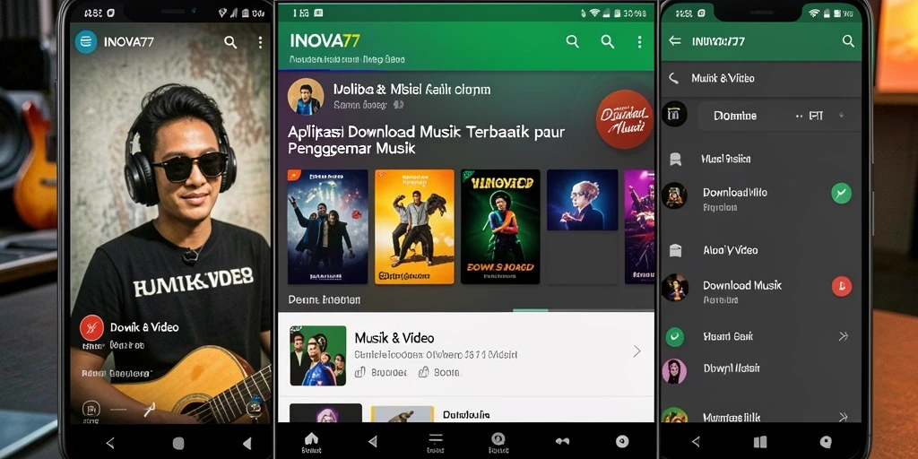 Screenshot antarmuka aplikasi INOVA77 untuk Download Musik yang menarik.