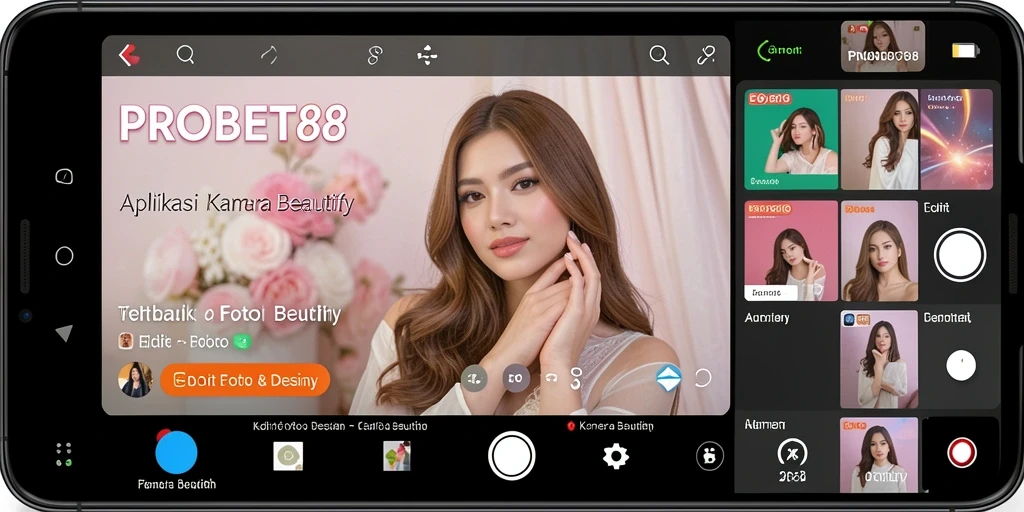 Antarmuka pengguna PROBET88 dengan fitur Kamera Beautify yang menarik.