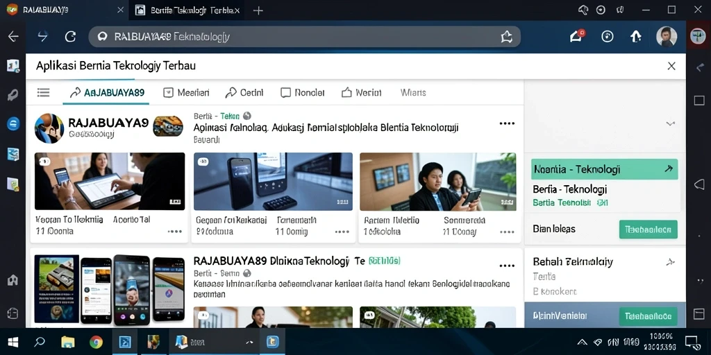 Antarmuka aplikasi RAJABUAYA89 dengan berita teknologi terkini.
