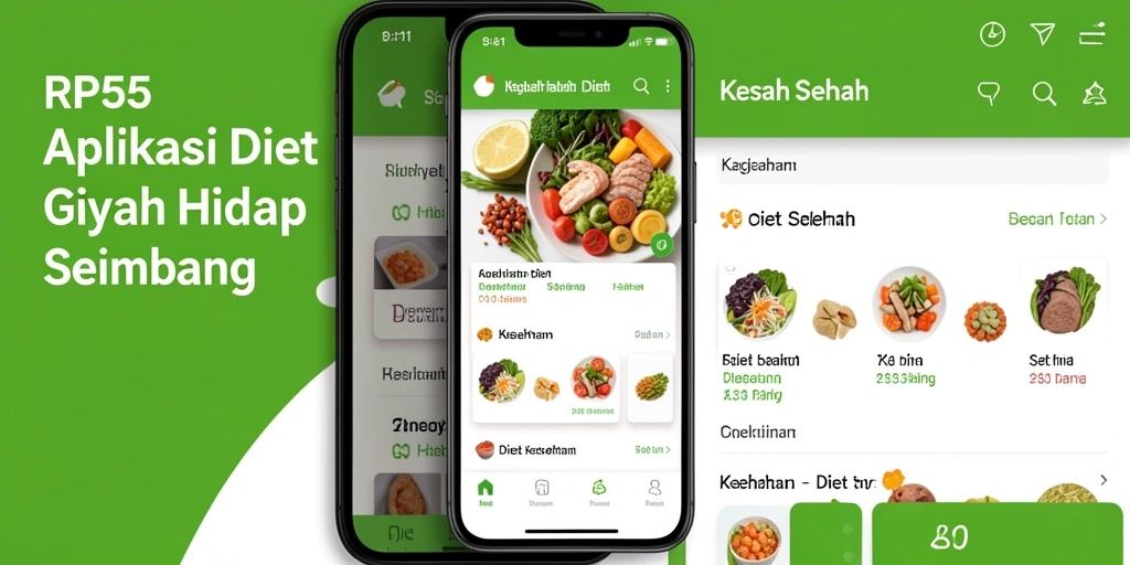 Antarmuka RP55 yang menarik dan informatif untuk Diet Sehat.