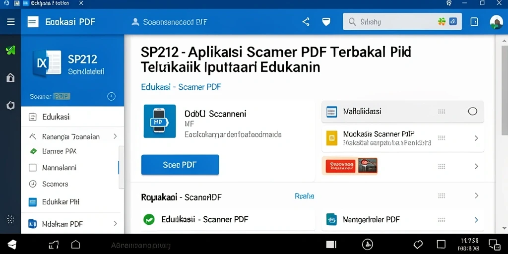 Tampilan antarmuka aplikasi Scanner PDF SP212 yang efisien.